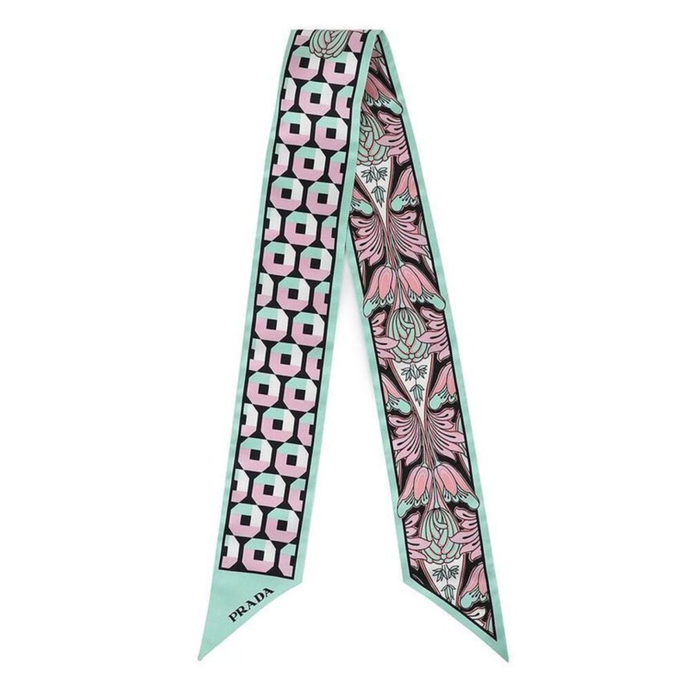 Printed Silk Twill Skinny Scarf